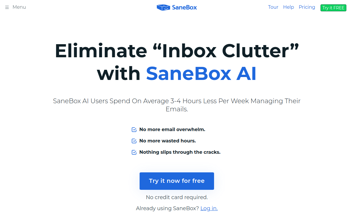 Screenshot of SaneBox