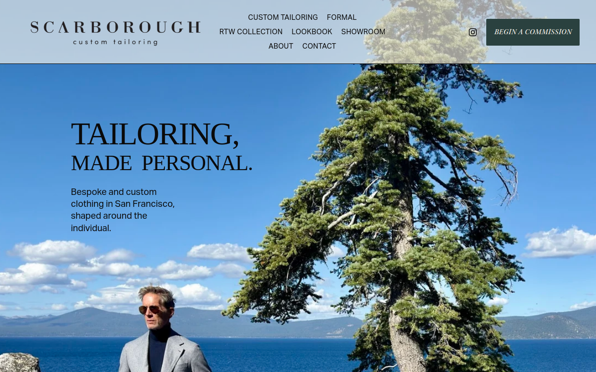 Scarborough Custom Tailoring website screenshot