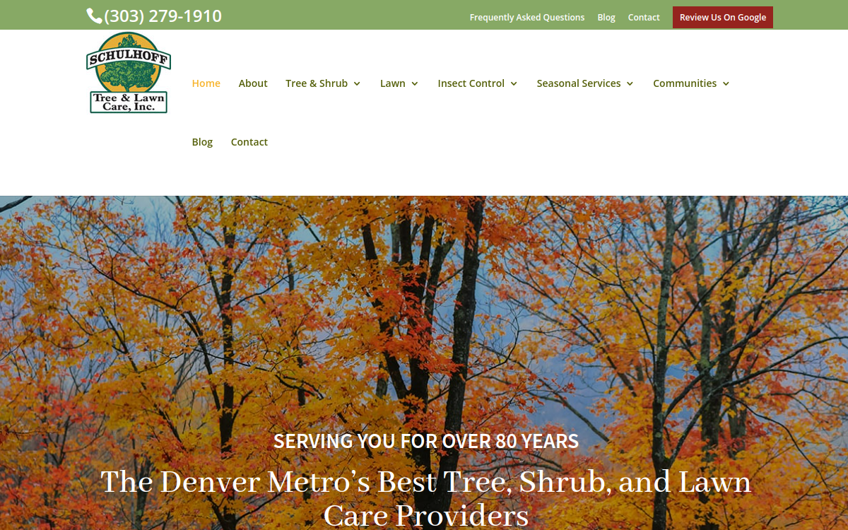 Schulhoff Tree & Lawn Care, Inc. website screenshot