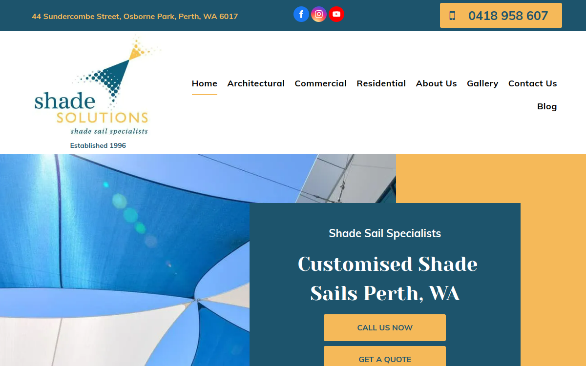 Shade Solutions website screenshot