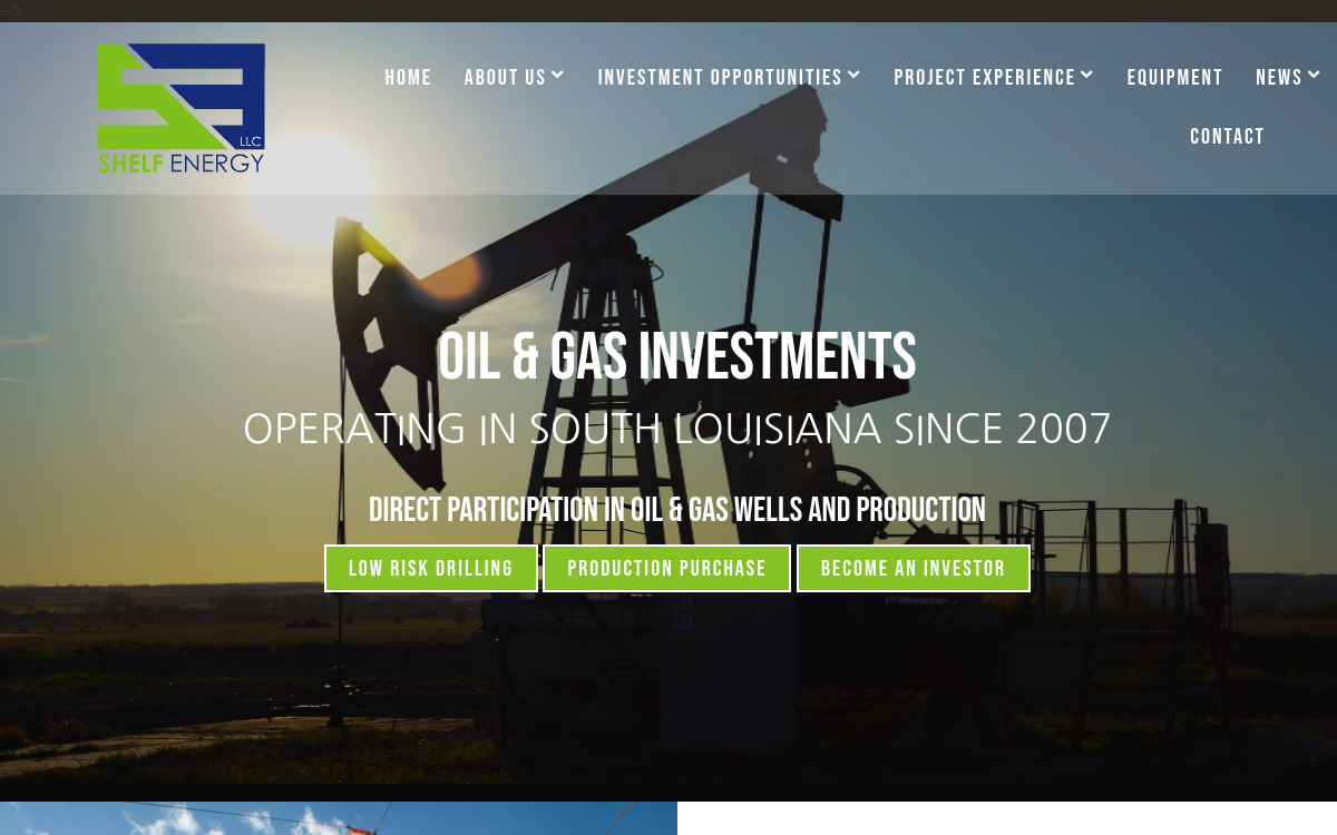 Shelf Energy LLC website screenshot