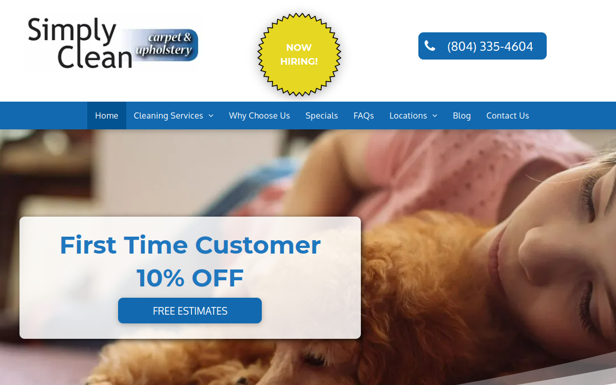 Simply Clean Carpet and Upholstery website screenshot