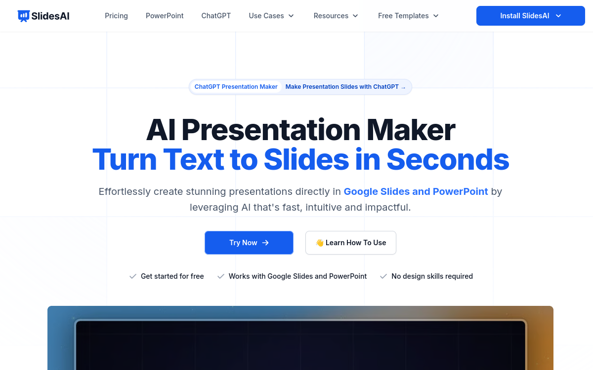 SlidesAI website preview