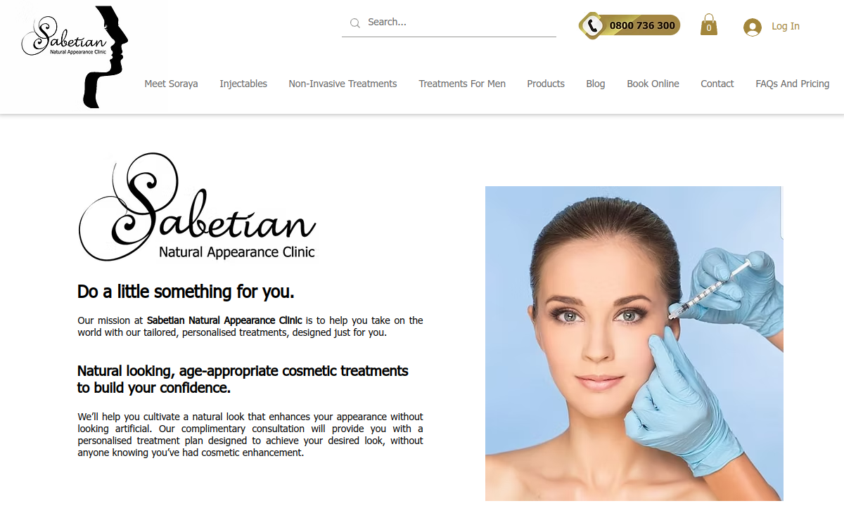 Sabetian Natural Appearance Clinic (SNAC) website screenshot