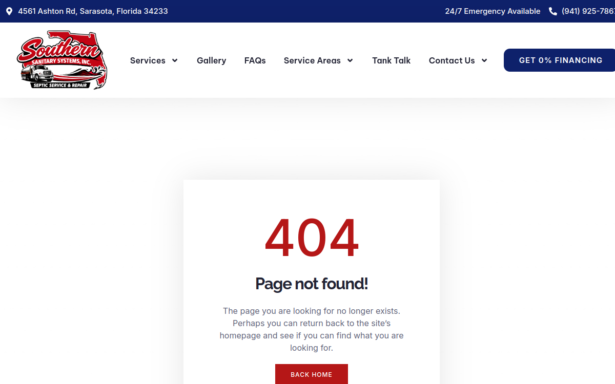 Southern Sanitary Systems Inc website screenshot