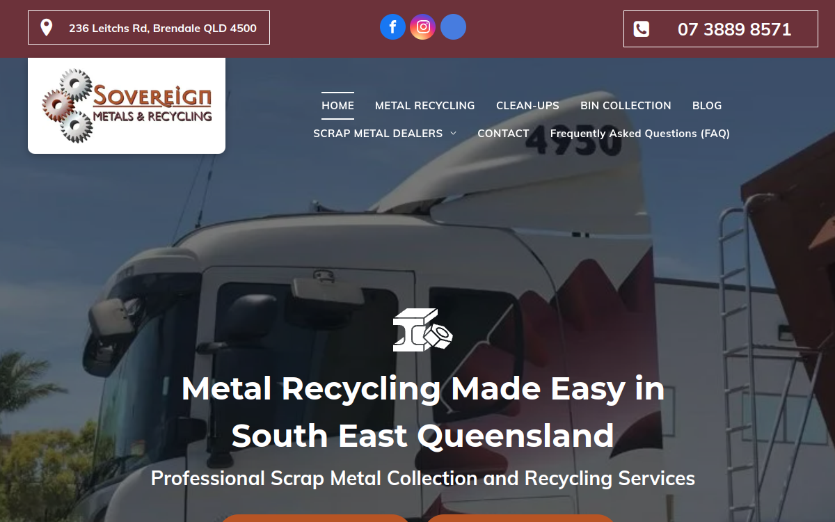 Sovereign Metals and Recycling website screenshot