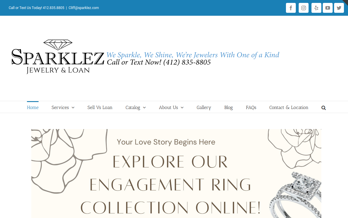 Sparklez Jewelry & Loan website screenshot