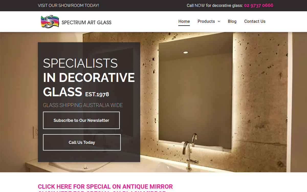 Spectrum Art Glass website screenshot