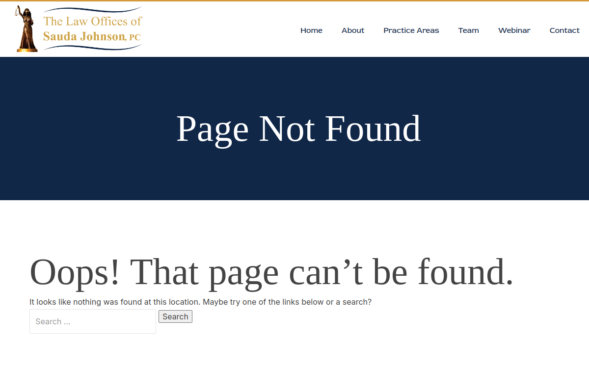 Law Offices of Sauda Johnson, PC website screenshot