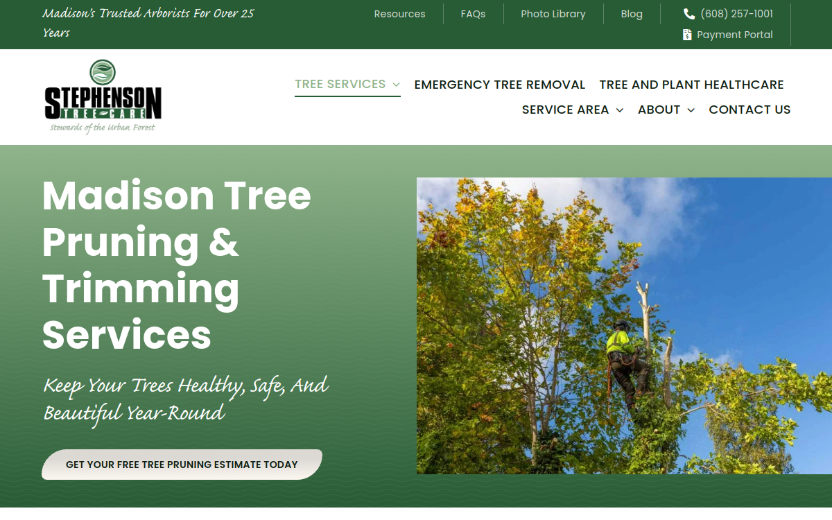 Stephenson Tree Care Inc. website screenshot