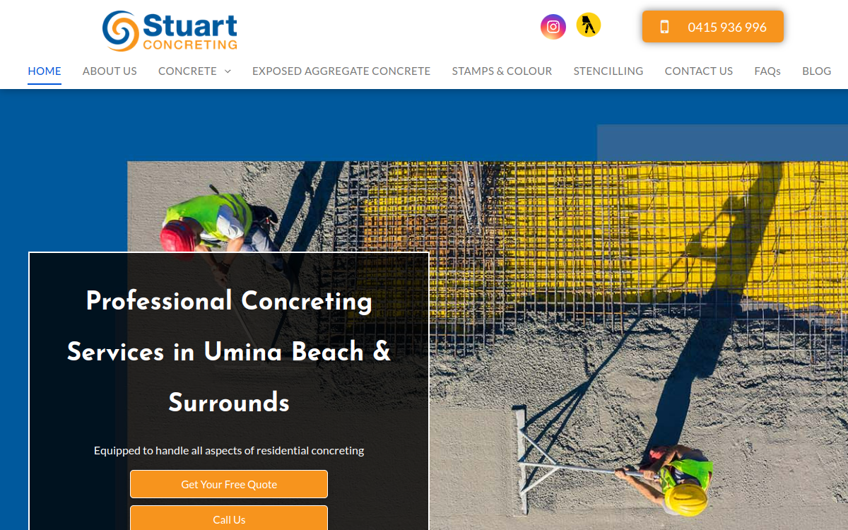 Stuart Concreting website screenshot
