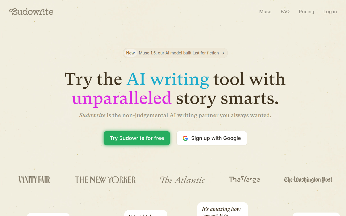Sudowrite website preview