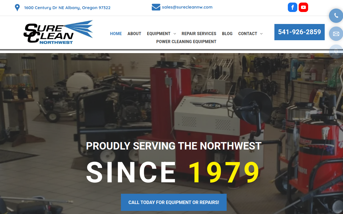 Sure Clean NW website screenshot