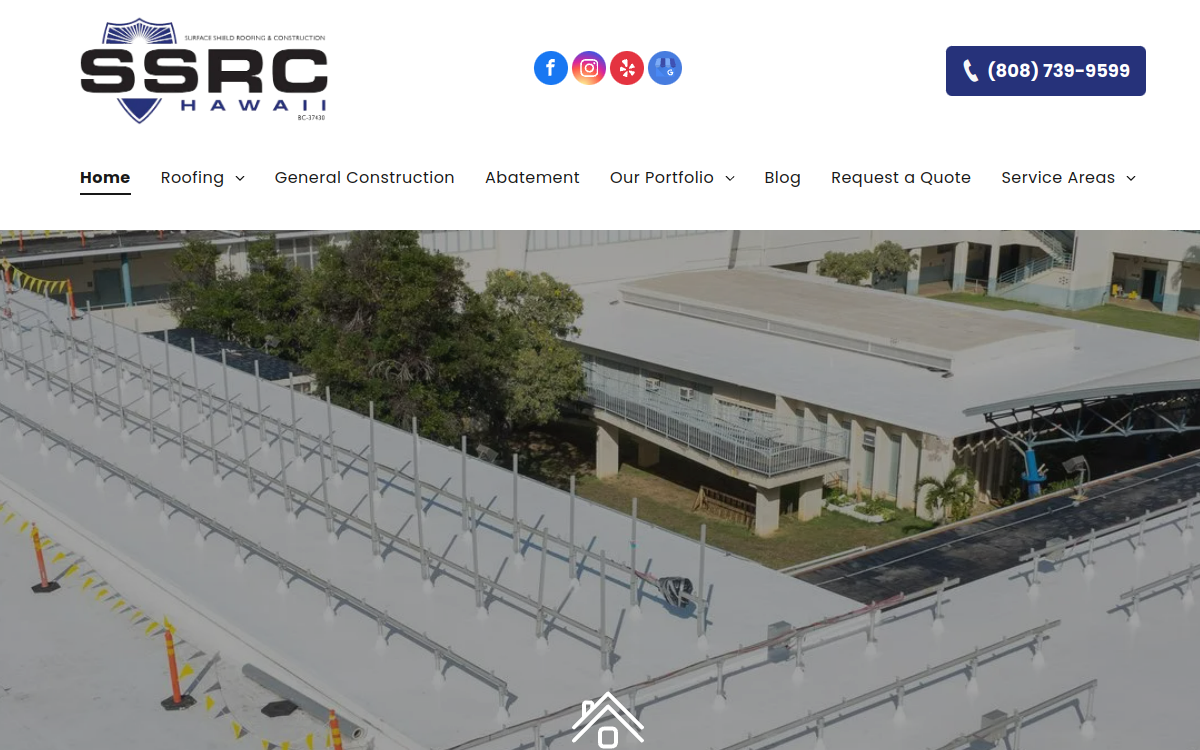 Surface Shield Roofing & Construction website screenshot