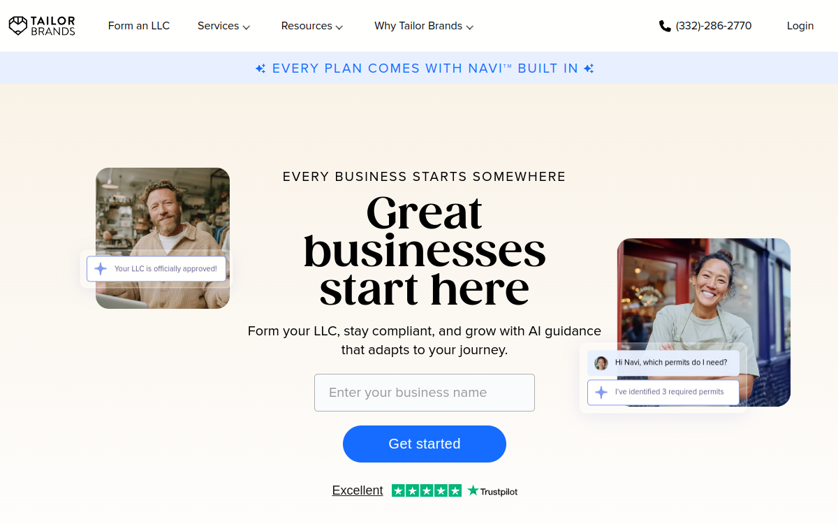 Tailor Brands website preview