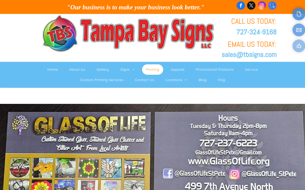 Tampa Bay Signs, LLC website screenshot