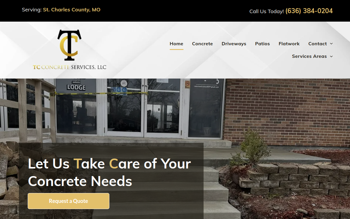 TC Concrete Services website screenshot