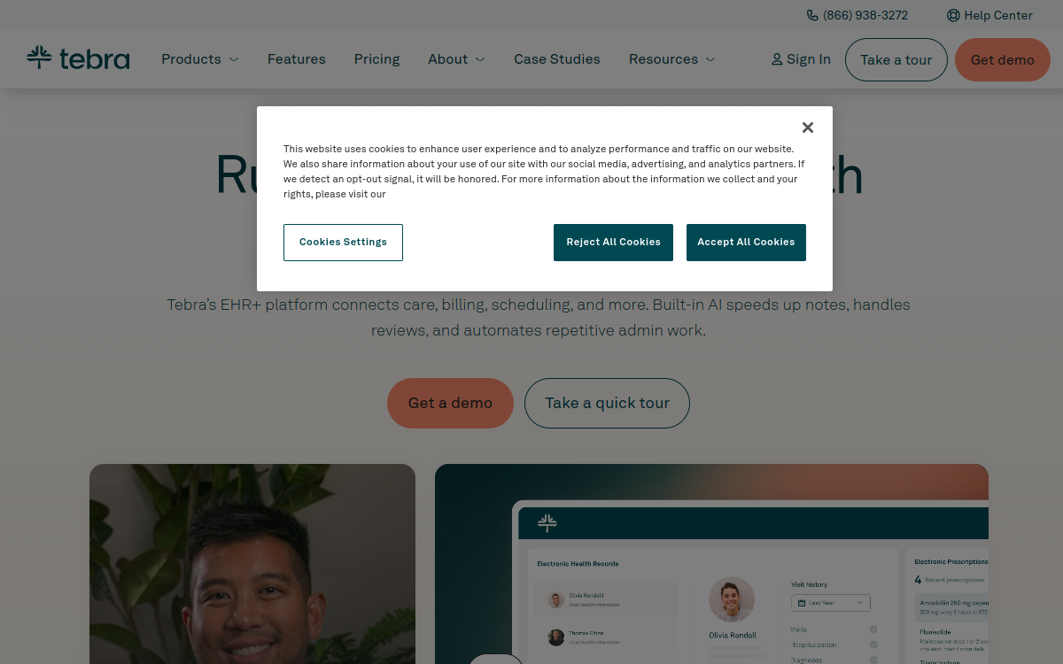Tebra EHR website screenshot
