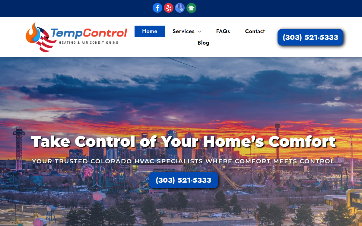 Tempcontrol Heating & Air Conditioning website screenshot