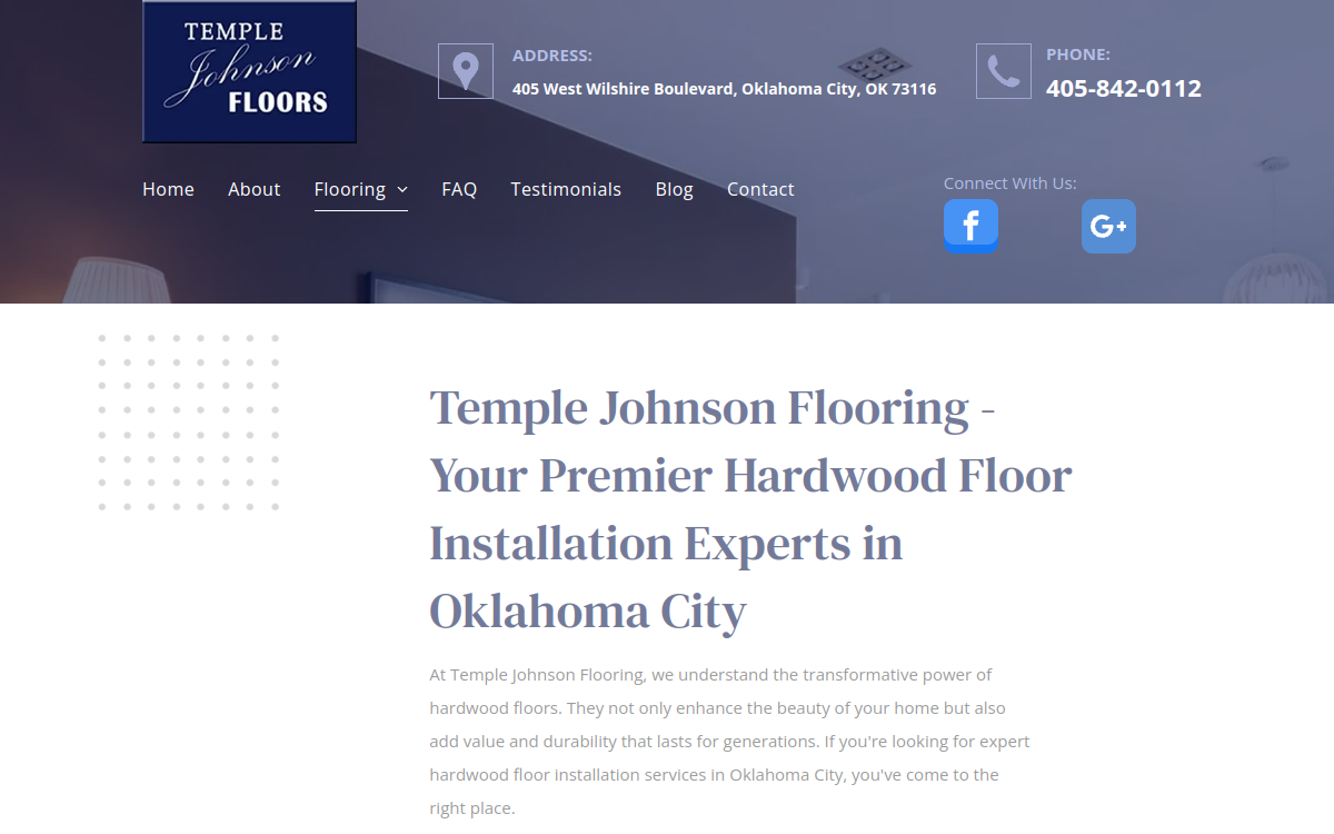 Temple Johnson Flooring Co website screenshot