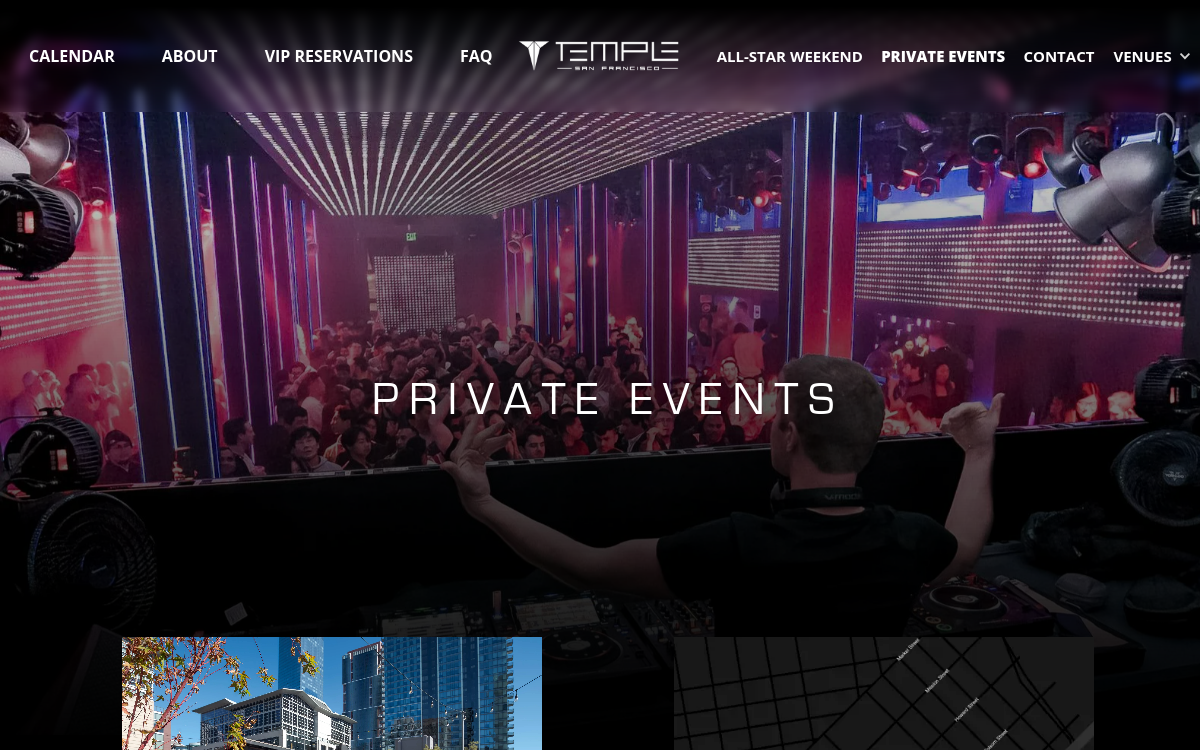Temple website screenshot