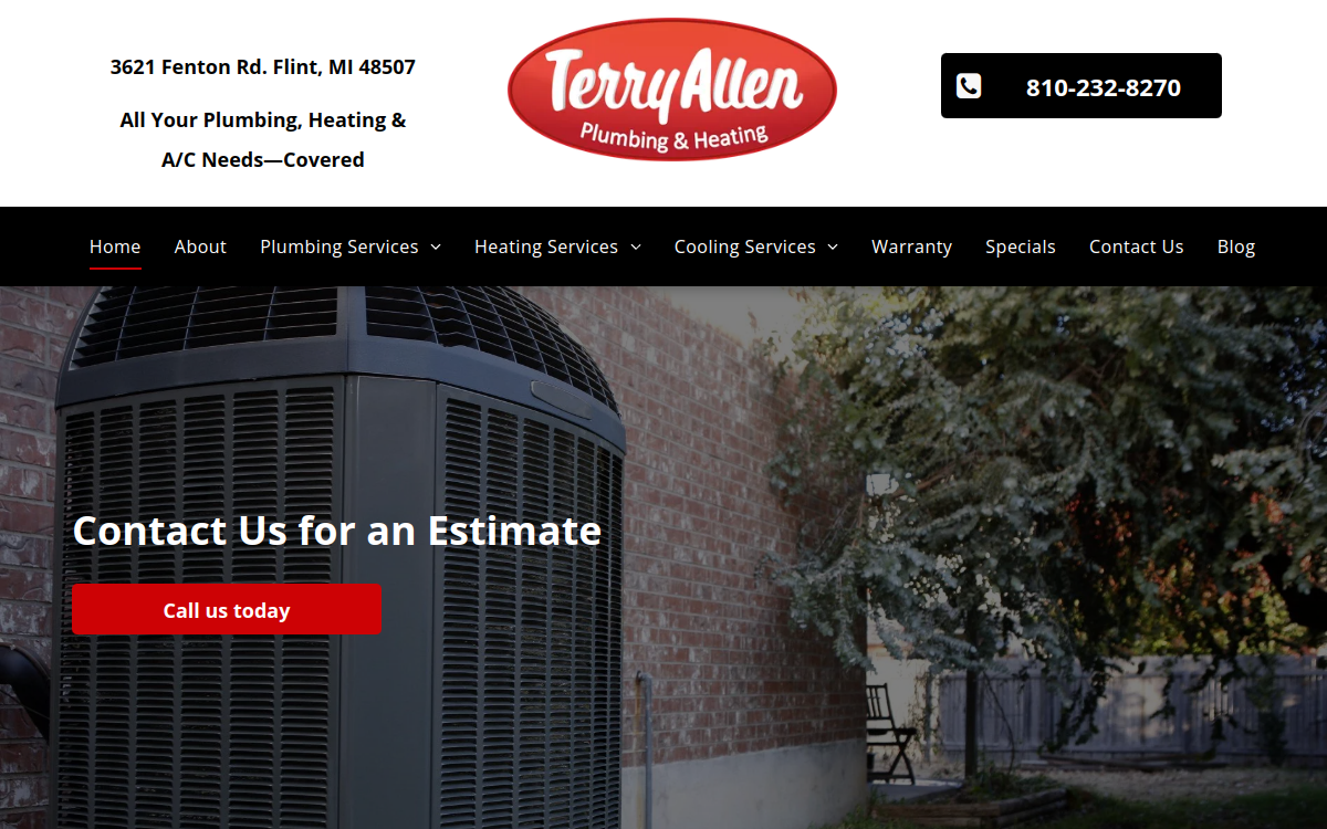 Terry Allen Plumbing & Heating website screenshot