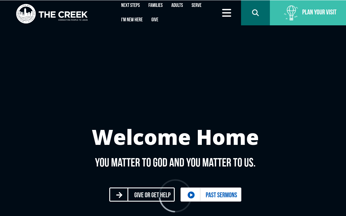 The Creek Church website screenshot