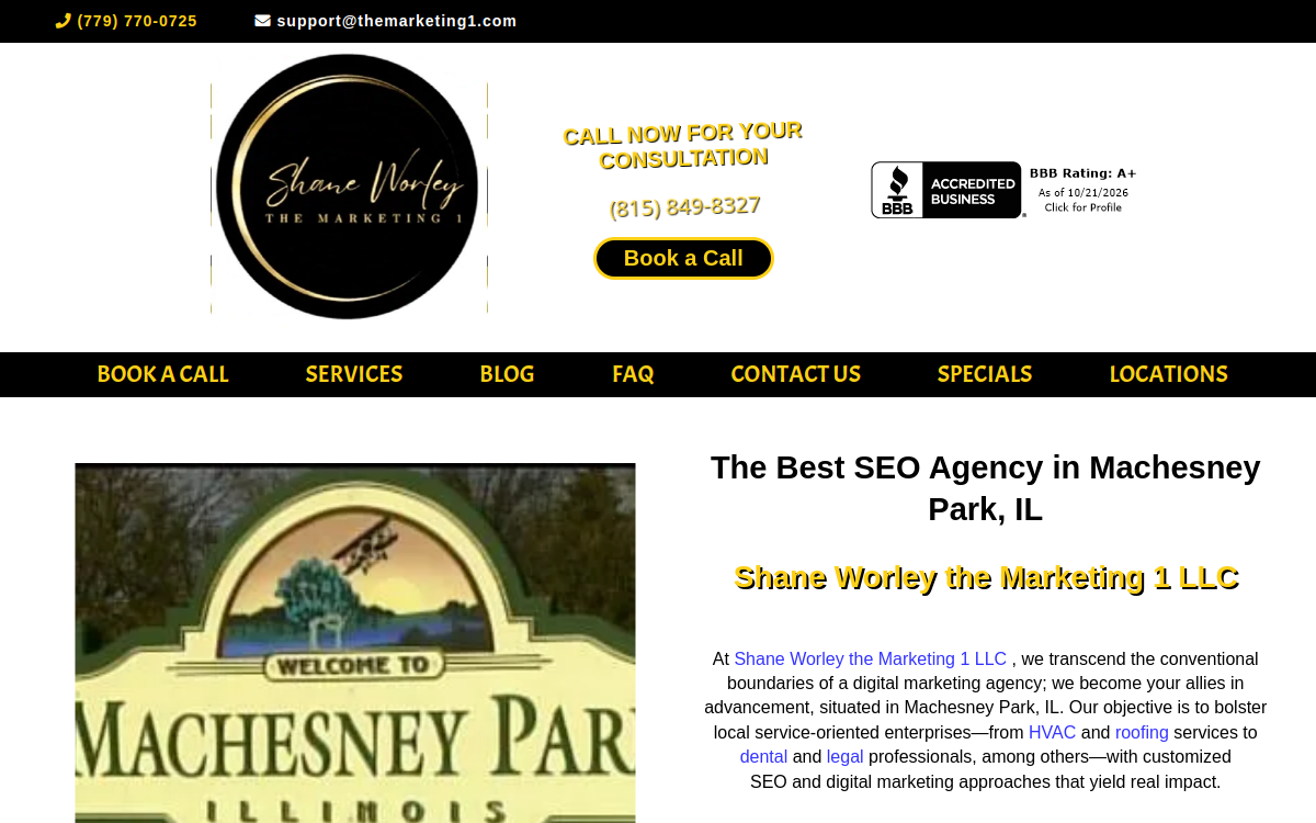 Shane Worley the Marketing 1 LLC website screenshot