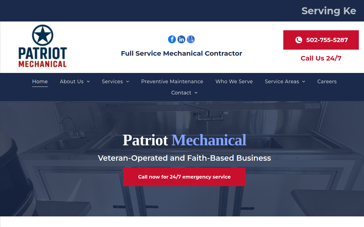Patriot Mechanical website screenshot