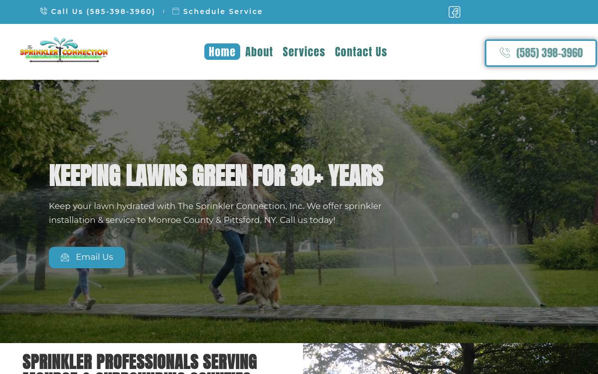 The Sprinkler Connection website screenshot