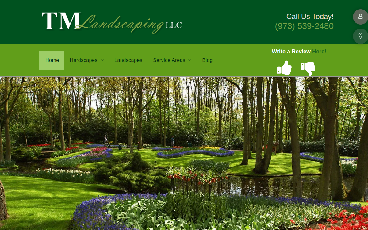 T M Landscaping website screenshot