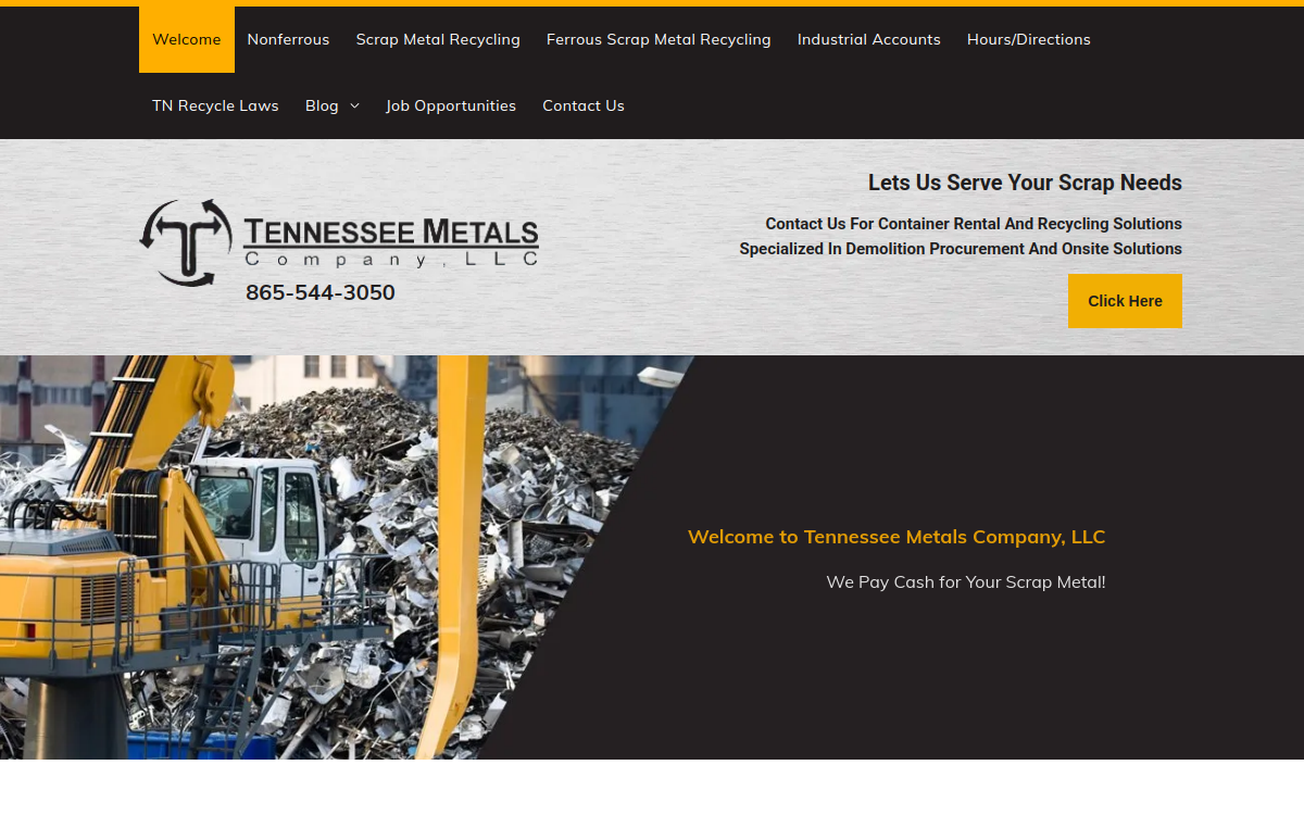 Tennessee Metals LLC website screenshot