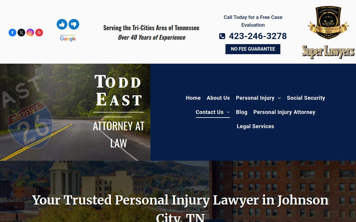 Todd East Attorney at Law website screenshot