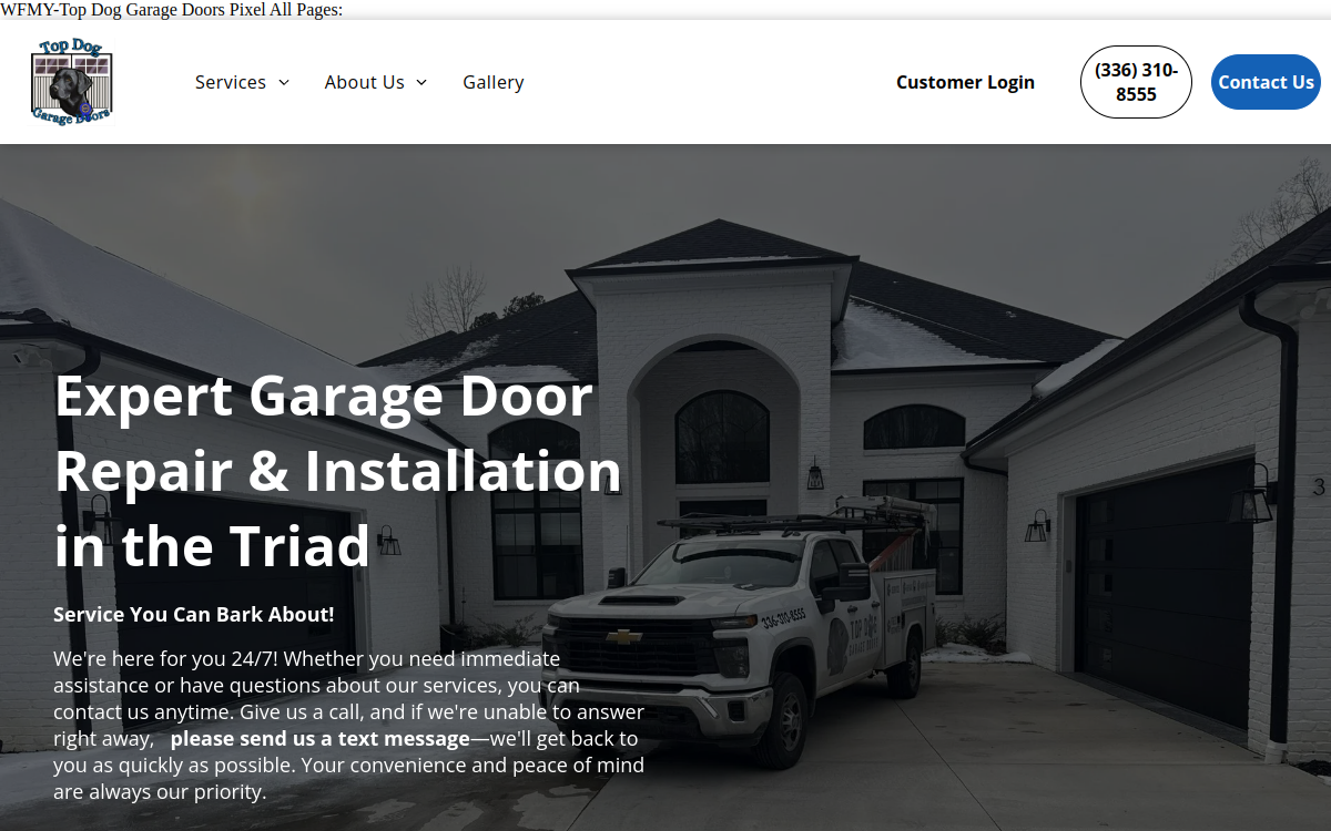 Top Dog Garage Doors website screenshot