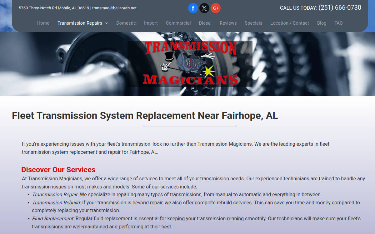 Transmission Magicians website screenshot