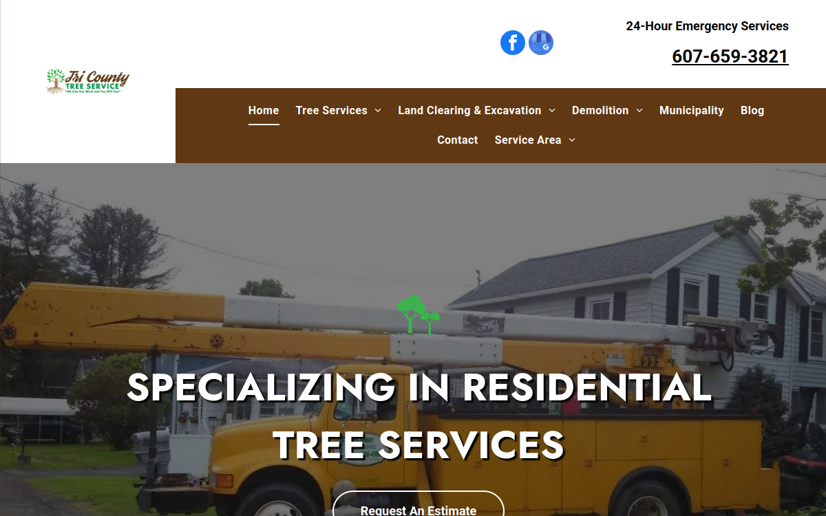Tri County Tree Service website screenshot