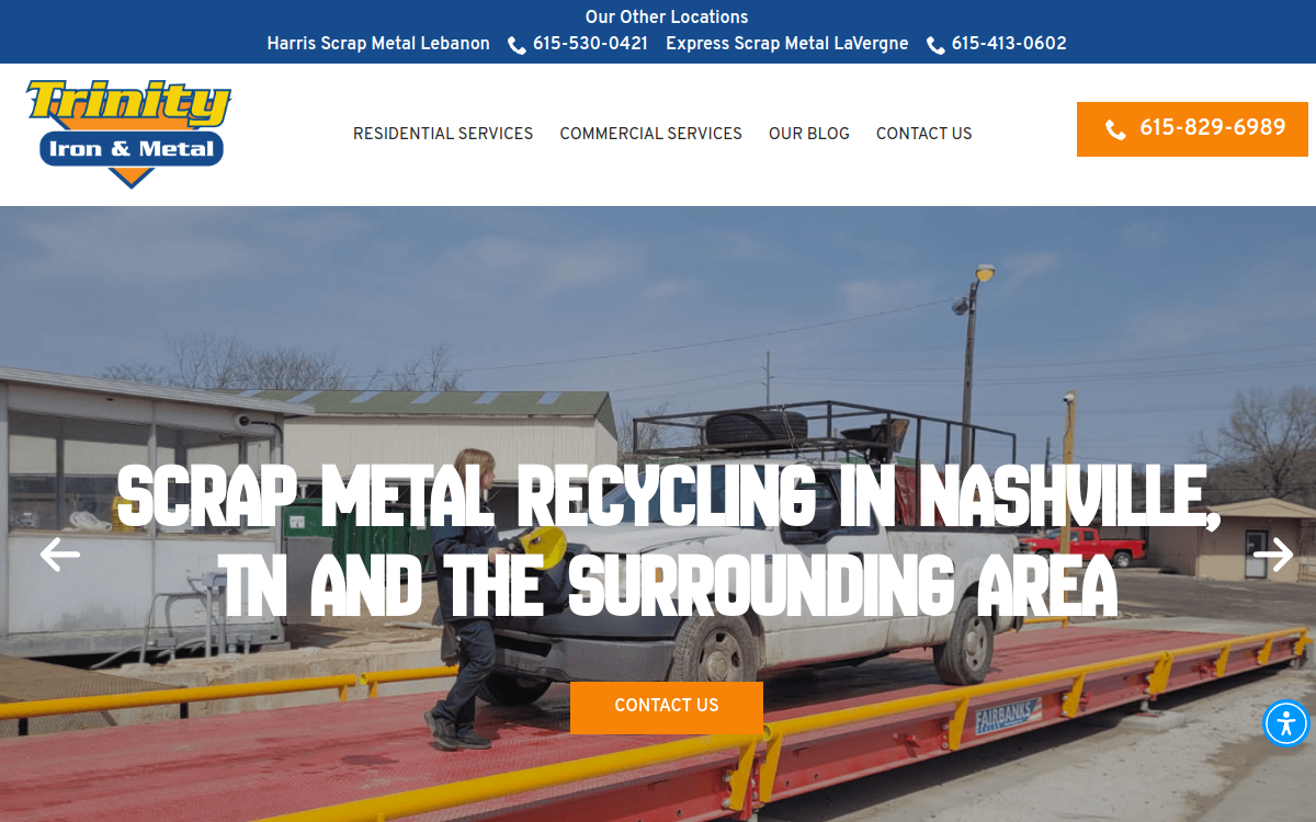 Trinity Iron & Metal website screenshot
