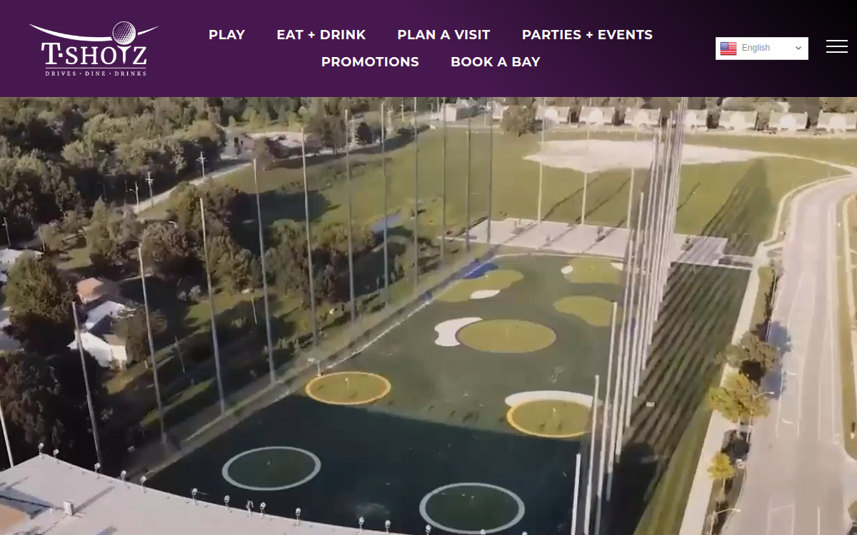 T-Shotz Golf and Entertainment Venue website screenshot