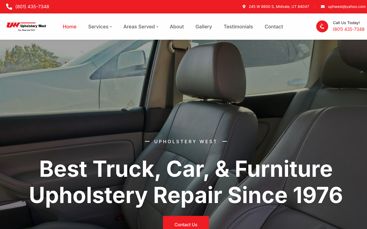 Upholstery West website screenshot