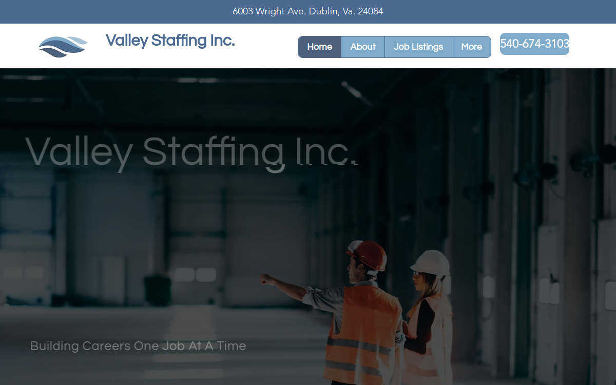 Valley Staffing Inc website screenshot