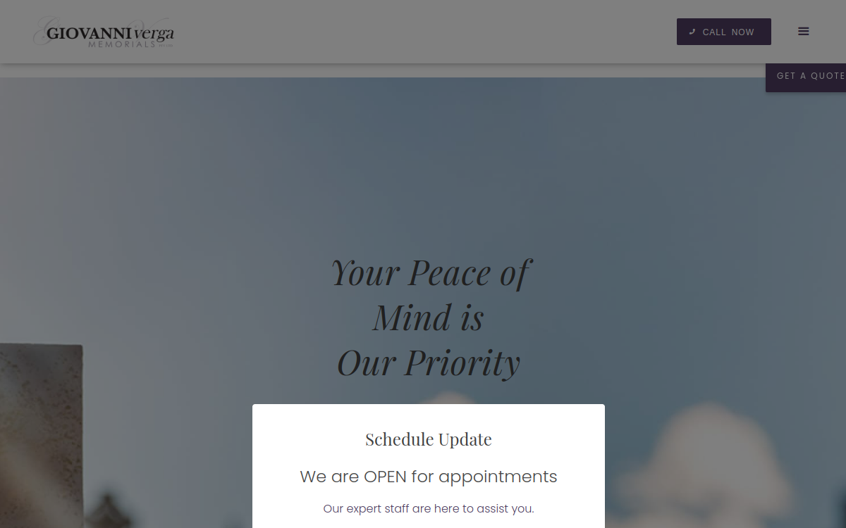 Giovanni Verga Memorials Pty Ltd website screenshot