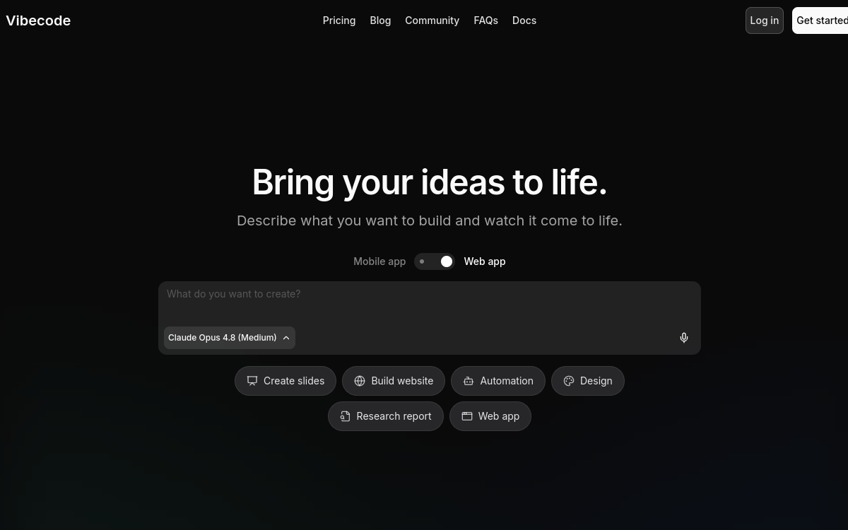 Screenshot von Vibecode