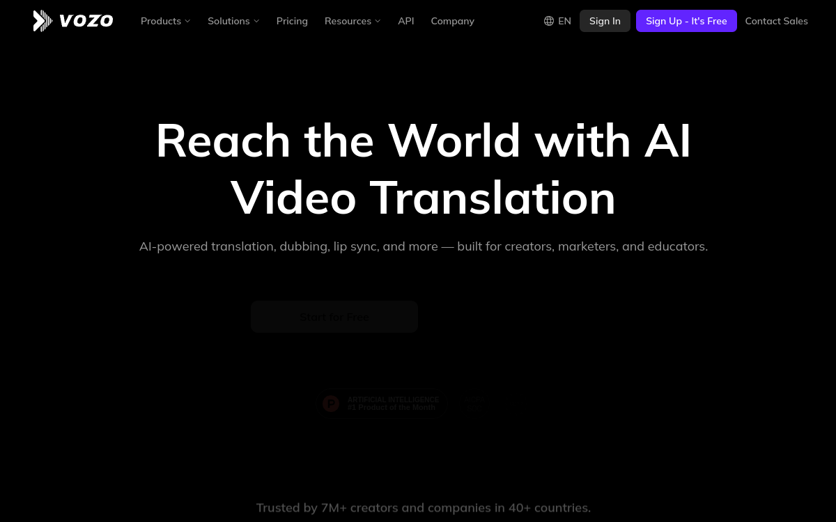 Vozo website preview