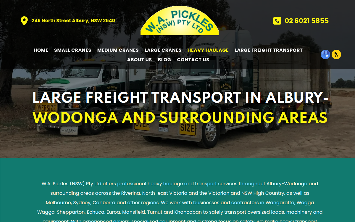 W.A. Pickles (NSW) Pty Ltd website screenshot