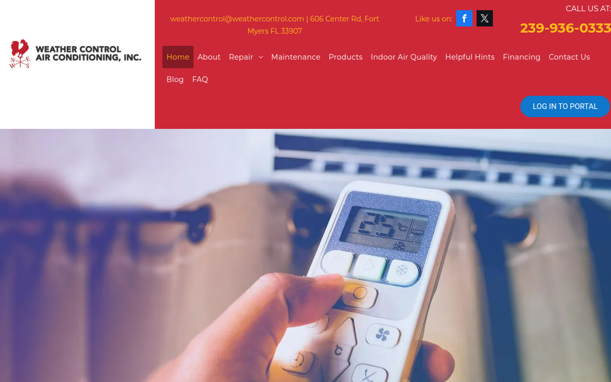 Weather Control Air Conditioning, Inc. website screenshot