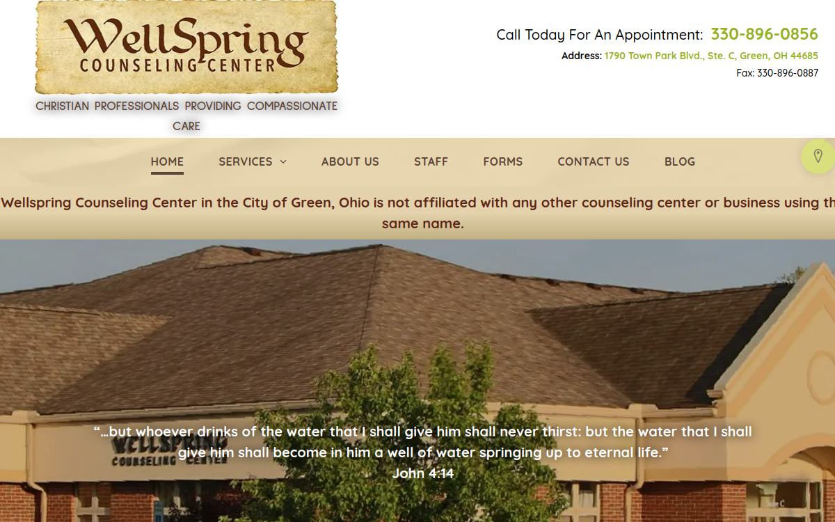 Wellspring Counseling Center website screenshot