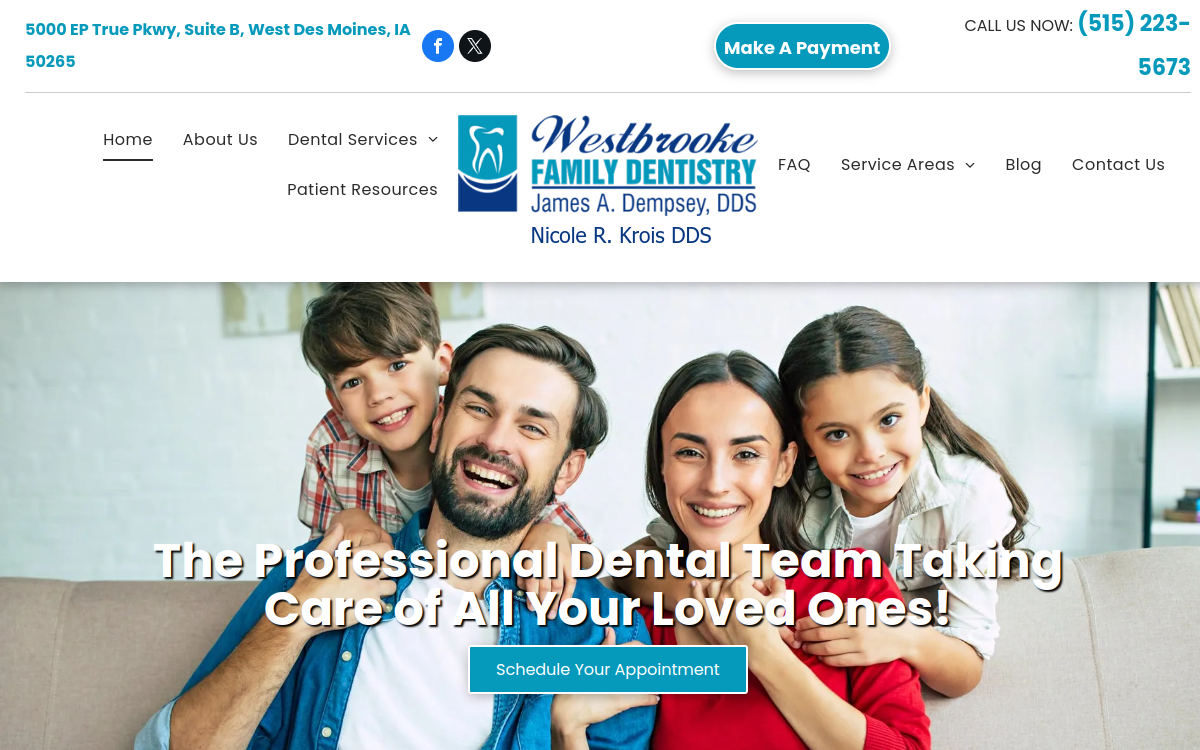 Westbrooke Family Dentistry website screenshot