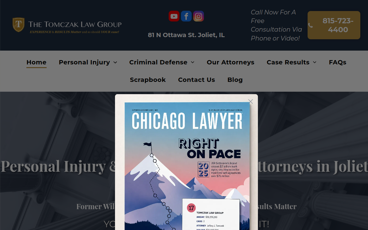 The Tomczak Law Group website screenshot