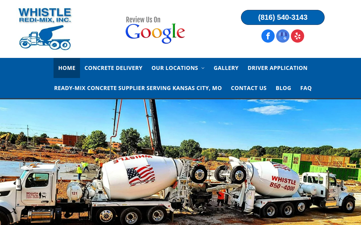 Whistle Redi-Mix LLC website screenshot