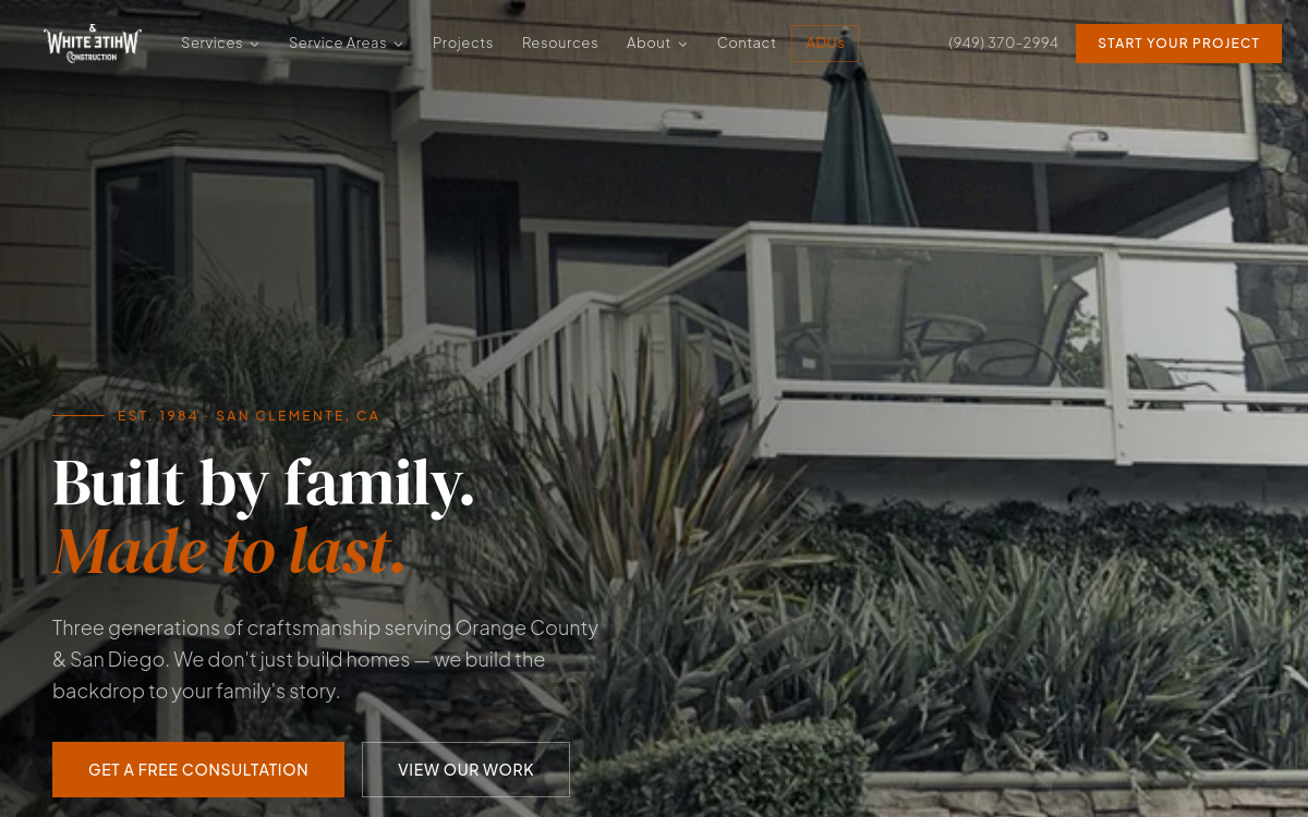 White & White Construction website screenshot